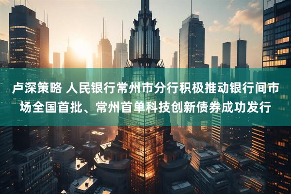 卢深策略 人民银行常州市分行积极推动银行间市场全国首批、常州首单科技创新债券成功发行